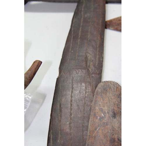 2041 - Oceanic: two old Aboriginal boomerangs, one with incised decoration and fine old colour, approx 71cm... 