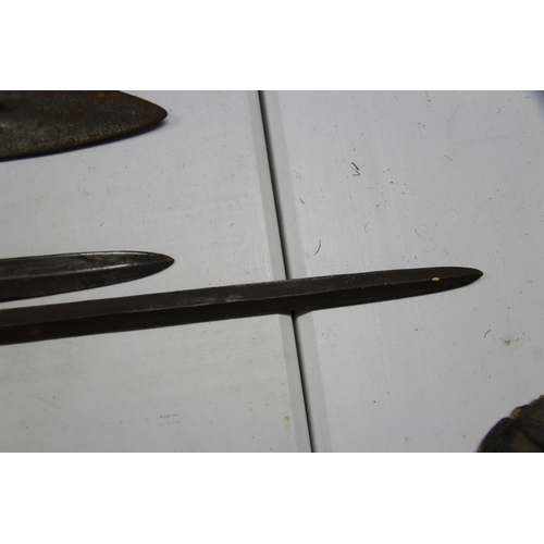 2066 - African: two Maasai spears, with long steel heads and tips, approx 198cm long.