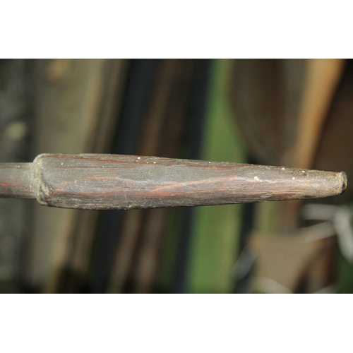 2073 - Oceanic: an Old South Sea Island long spear, having palm wood blade and carved top section to shaft,... 