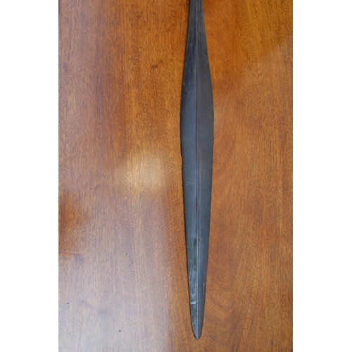 2077 - Oceanic: an Austral Islands spear, possibly 18th century, of long slender form, with carved and engr... 