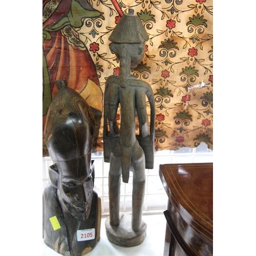 2105 - African: two carved wood figures, largest 48cm high.