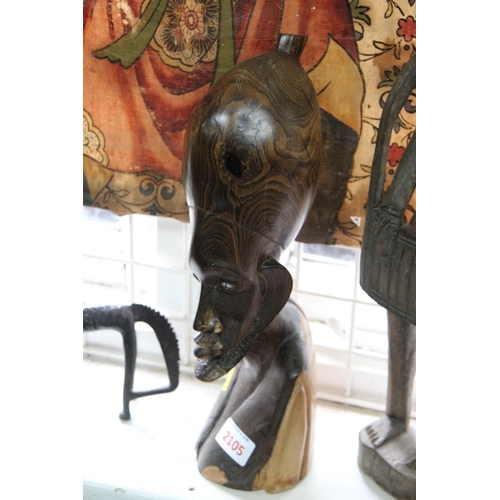 2105 - African: two carved wood figures, largest 48cm high.