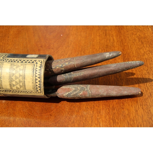 2112 - Oceanic: three Admiralty Island daggers with obsidian blades, the handles carved and decorated with ... 