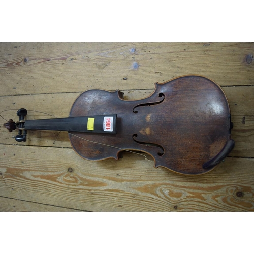 1864 - A late 19th century Continental violin, with 14in back, labelled 'Sebastian Cappa, Tyrol', with bow ... 