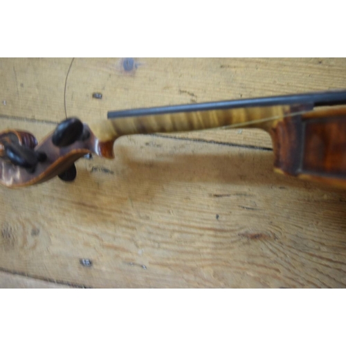 1864 - A late 19th century Continental violin, with 14in back, labelled 'Sebastian Cappa, Tyrol', with bow ... 