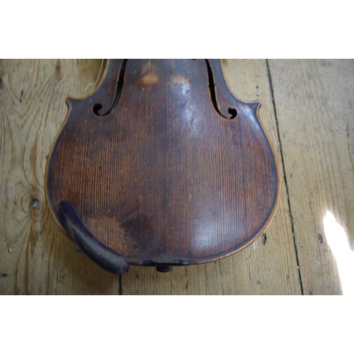 1864 - A late 19th century Continental violin, with 14in back, labelled 'Sebastian Cappa, Tyrol', with bow ... 