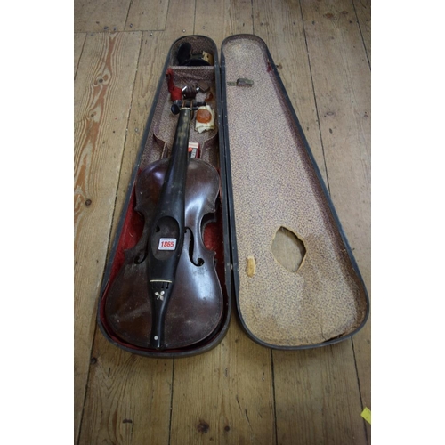 1865 - A late 19th/early 20th century Continental viola, with 15in back, in ebonized wood case.