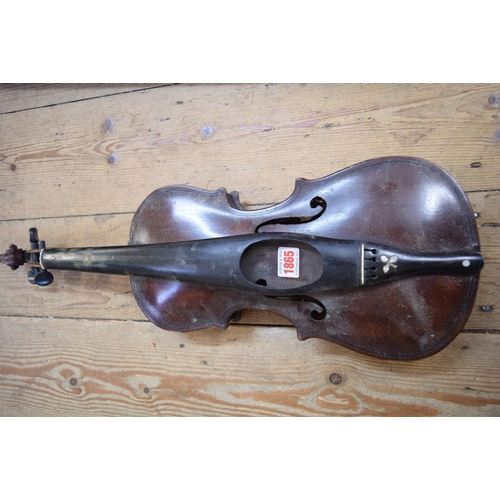 1865 - A late 19th/early 20th century Continental viola, with 15in back, in ebonized wood case.