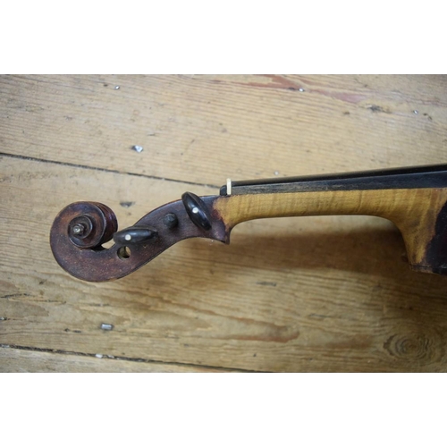 1865 - A late 19th/early 20th century Continental viola, with 15in back, in ebonized wood case.