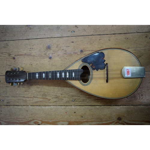 1867 - A flatback mandolin, labelled and inscribed 'John E Dallas', and numbered 4733, in tan leather case.