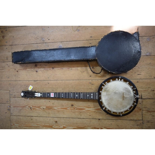 1869 - An Alfred D Cammeyer rosewood five string Zither Banjo,1890 - 1900, with mother-of-pearl inlay and b... 