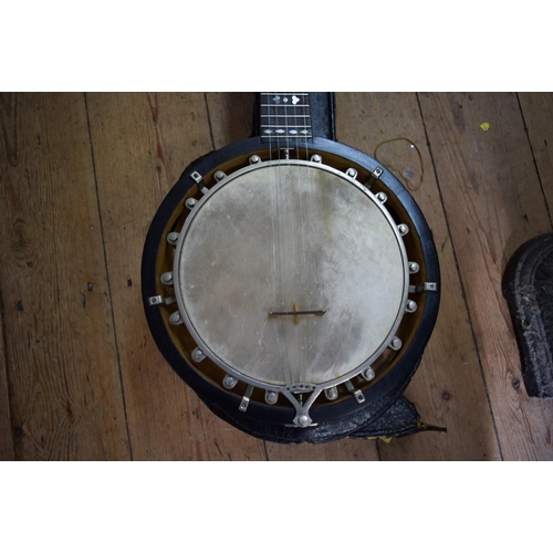 1869 - An Alfred D Cammeyer rosewood five string Zither Banjo,1890 - 1900, with mother-of-pearl inlay and b... 