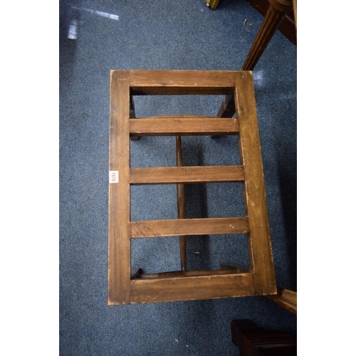 1878 - An old walnut luggage rack, 63cm wide.