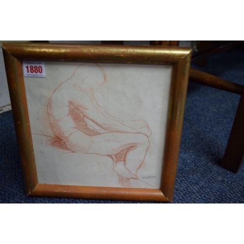 1880 - * Vaughan, seated figure, bears signature and date 53, red chalk, 21.5 x 21.5cm.