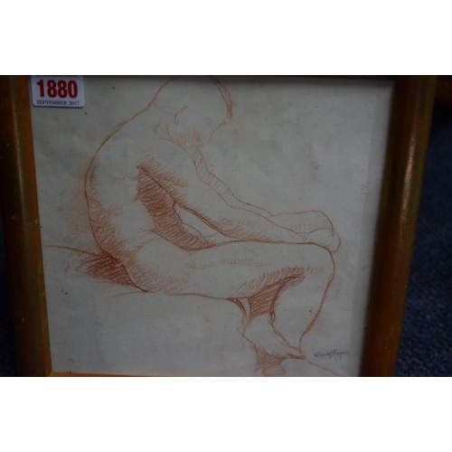 1880 - * Vaughan, seated figure, bears signature and date 53, red chalk, 21.5 x 21.5cm.