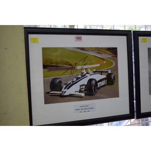 1892 - Formula One: a signed photograph of Nelson Piquet in Grand Prix car, 19.5 x 29.5cm. £30 - 40