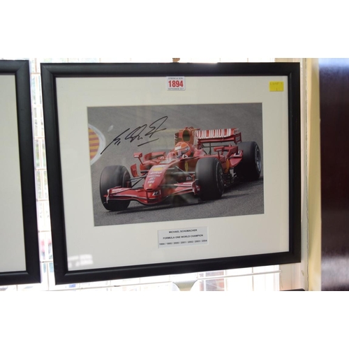 1894 - Formula One: a signed photograph of Michael Schumacher in Grand Prix car, 19.5 x 29.5cm.