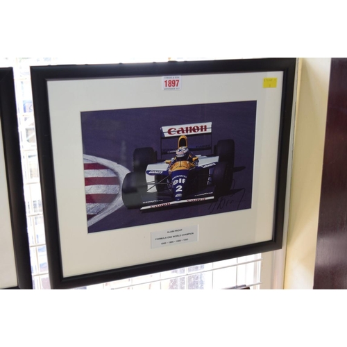 1897 - Formula One: a signed photograph of Alain Prost in Grand Prix car, 19.5 x 29.5cm. £30 - 40