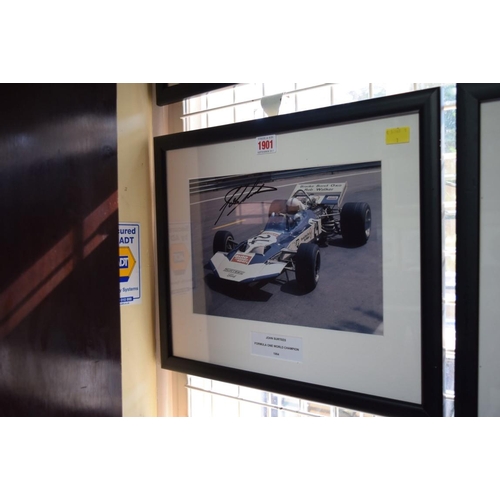 1901 - Formula One: a signed photograph of John Surtees in Grand Prix car, 19.5 x 29.5cm. £30 - 40