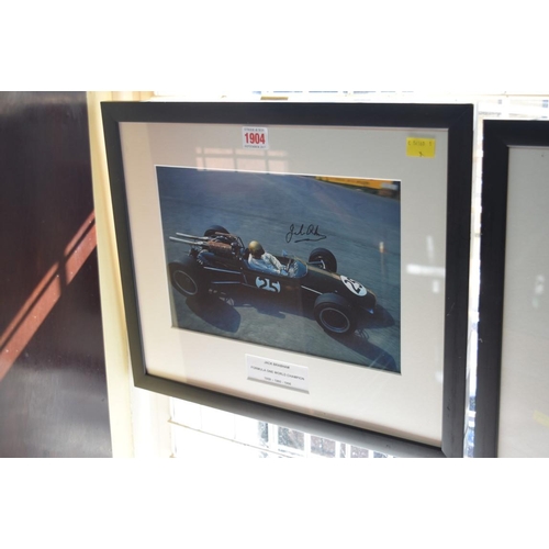 1904 - Formula One: a signed photograph of Jack Brabham Grand Prix car, 19.5 x 29.5cm.