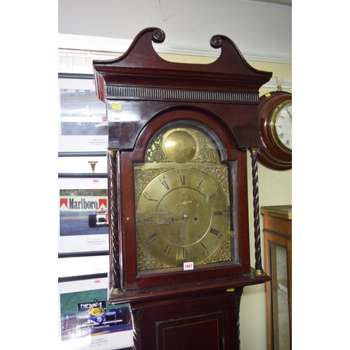 1907 - An early 19th century Scottish mahogany 8 day longcase clock, the 12¾in brass arched dial inscribed ... 