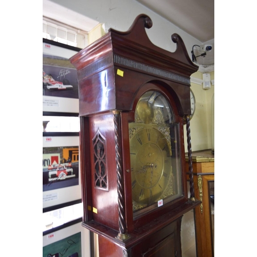 1907 - An early 19th century Scottish mahogany 8 day longcase clock, the 12¾in brass arched dial inscribed ... 