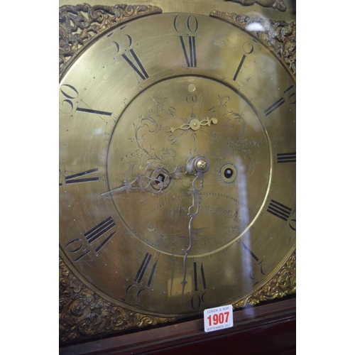 1907 - An early 19th century Scottish mahogany 8 day longcase clock, the 12¾in brass arched dial inscribed ... 