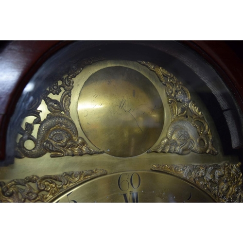 1907 - An early 19th century Scottish mahogany 8 day longcase clock, the 12¾in brass arched dial inscribed ... 