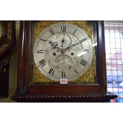 1915 - A George III mahogany eight day longcase clock, the 11½in dial with rocking ship to the arch, inscri... 