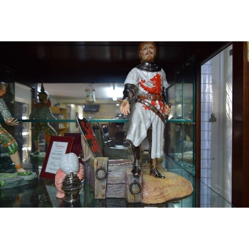 1920 - An Avalon Fine Bone China King Arthur and Guinevere three part figure group, comprising: Guinevere i... 