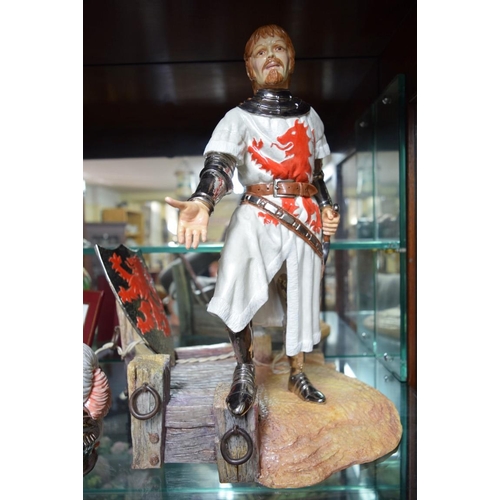 1920 - An Avalon Fine Bone China King Arthur and Guinevere three part figure group, comprising: Guinevere i... 