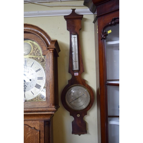 1923 - An early 19th century mahogany wheel barometer, by 'Bithray, Royal Exchange, London'.