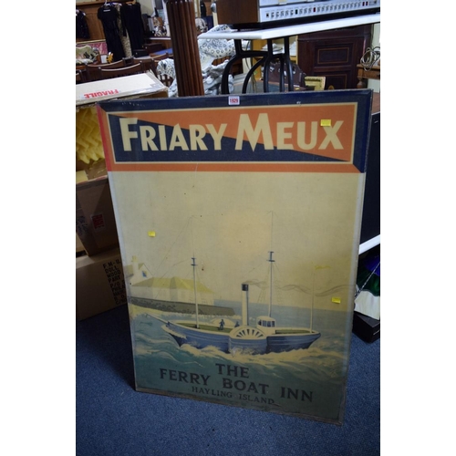 1929 - Two old glassfibre 'Friary Meux, Ferry Boat Inn Hayling Island' pub signs, 111.5 x 81cm.