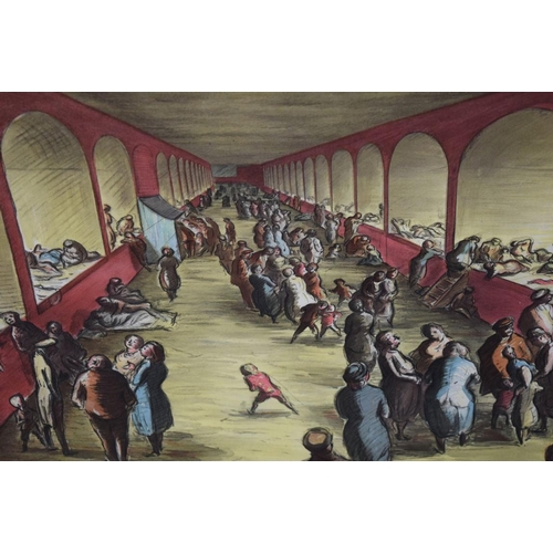 1936 - After Edward Ardizzone, 'Shelter Scene', published by the National Gallery, colour lithograph, 76 x ... 