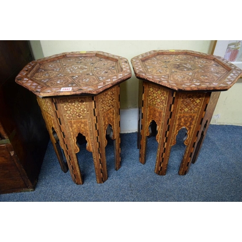 1942 - A pair of late 19th/early 20th century ottoman octagonal occasional tables, in the manner of Liberty... 