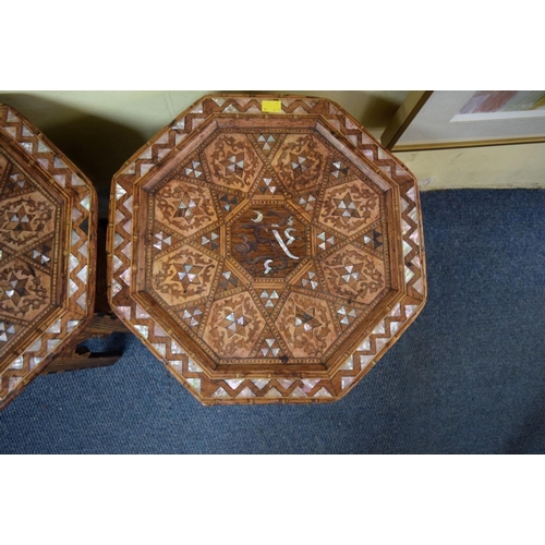 1942 - A pair of late 19th/early 20th century ottoman octagonal occasional tables, in the manner of Liberty... 