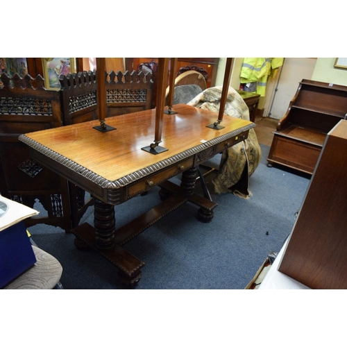 1950 - A William IV rosewood library table, with a pair of frieze drawers, 123cm wide.