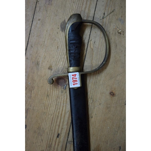 1974 - A 19th century cavalry sabre and steel scabbard.