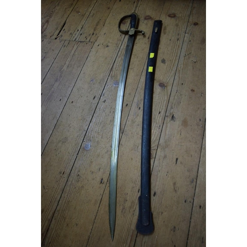 1974 - A 19th century cavalry sabre and steel scabbard.