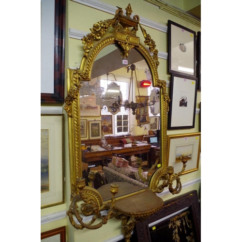 1812 - A Victorian gilt gesso framed four branch girandole, 138 x 78cm.