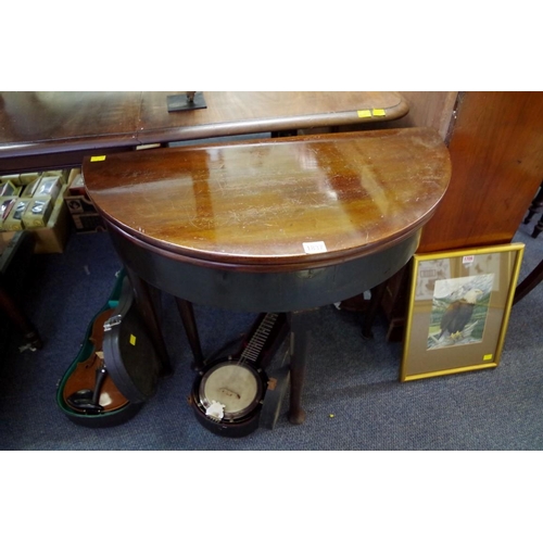 1837 - An 18th century mahogany demi-lune tea table, 73cm wide.