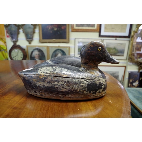 1844 - Two antique carved and painted decoy ducks.