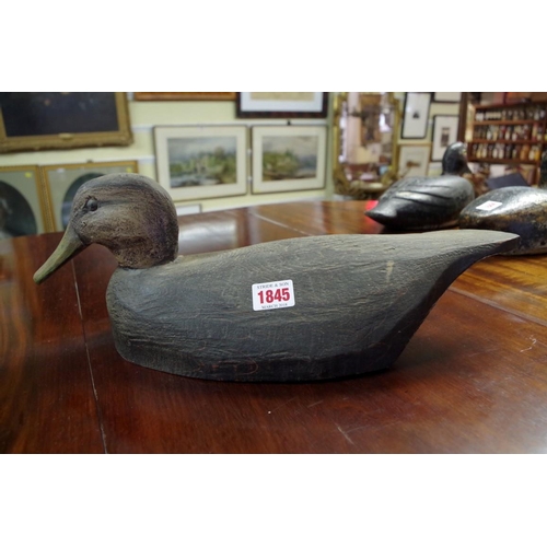 1845 - Two carved and painted wood decoy ducks, one labelled 'Lake Ontario, Prince Edward County'.