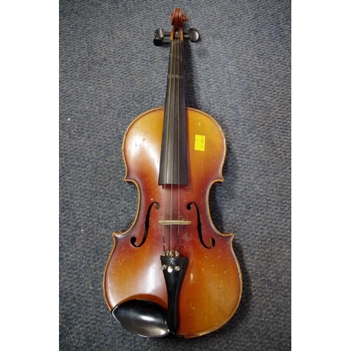 1849 - Two violins, each cased with bow.