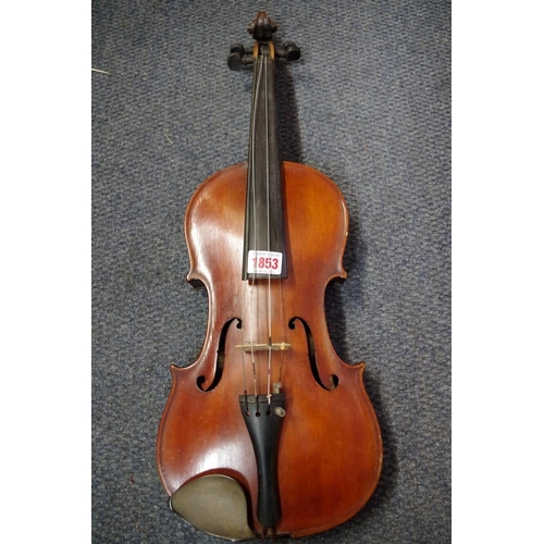 1853 - An antique Continental violin, labelled 'Antonius Stradivarius', cased.