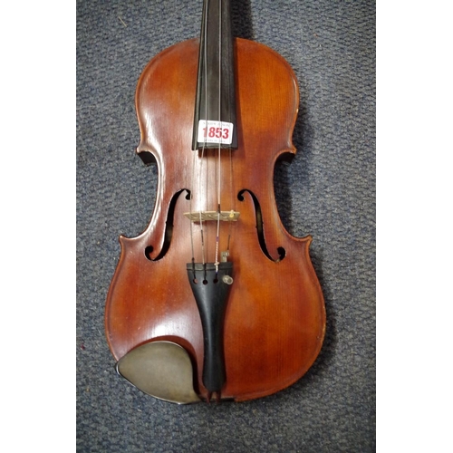 1853 - An antique Continental violin, labelled 'Antonius Stradivarius', cased.