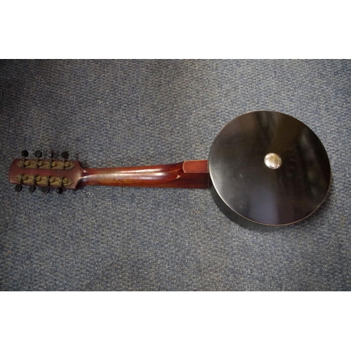 1854 - An old English 8 string banjolele, in case.