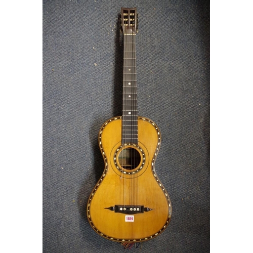 1859 - An antique six string small acoustic guitar, inscribed 'Keith, Prowse & Co, Manufacturers, 48 Cheaps... 