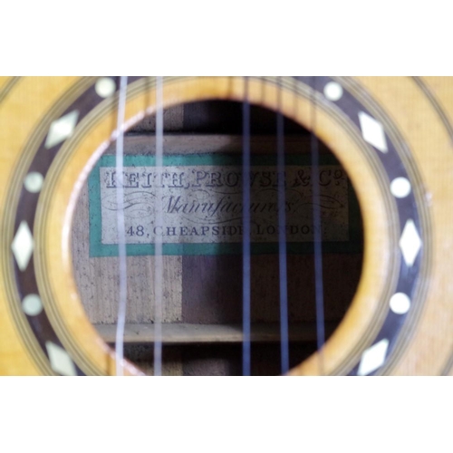 1859 - An antique six string small acoustic guitar, inscribed 'Keith, Prowse & Co, Manufacturers, 48 Cheaps... 