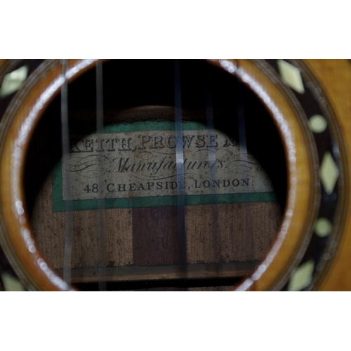 1859 - An antique six string small acoustic guitar, inscribed 'Keith, Prowse & Co, Manufacturers, 48 Cheaps... 